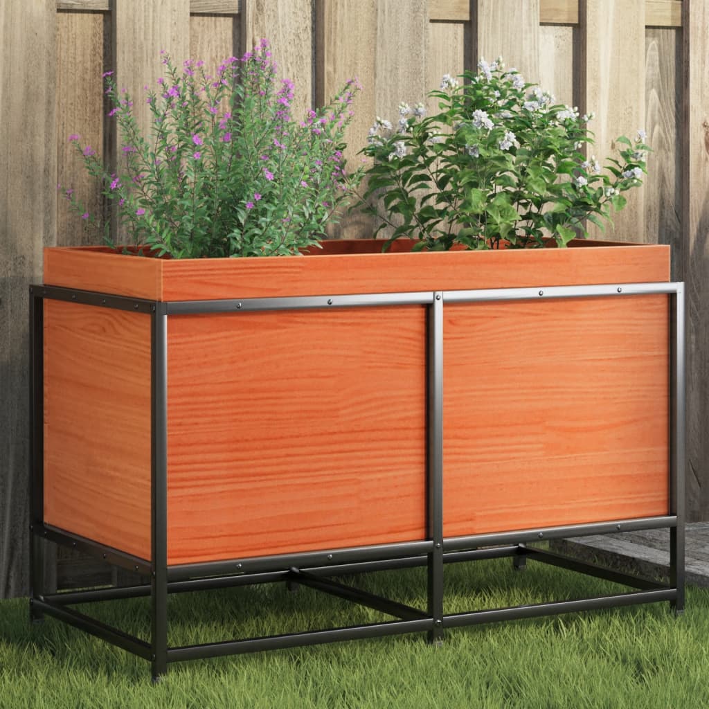 Utendørs Blomsterkasse Plantekasse Tre Trekasse voksbrun 80x40x50 cm heltre furu