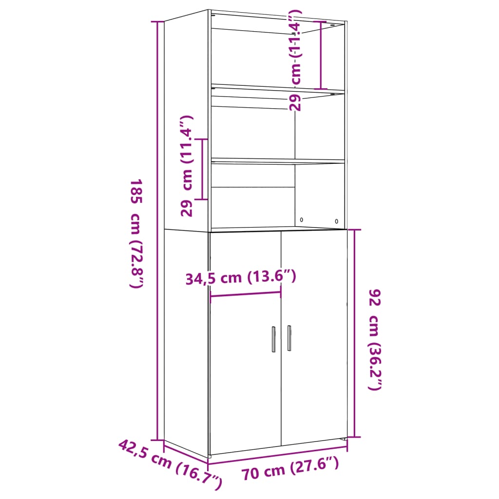Skap Sonoma Eik 70x42,5x185 cm