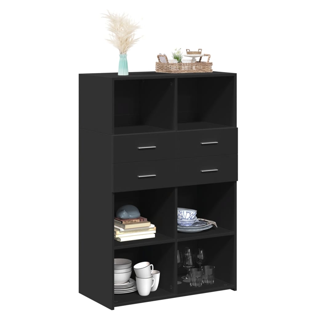 Bokhylle Svart 80x42,5x124 cm