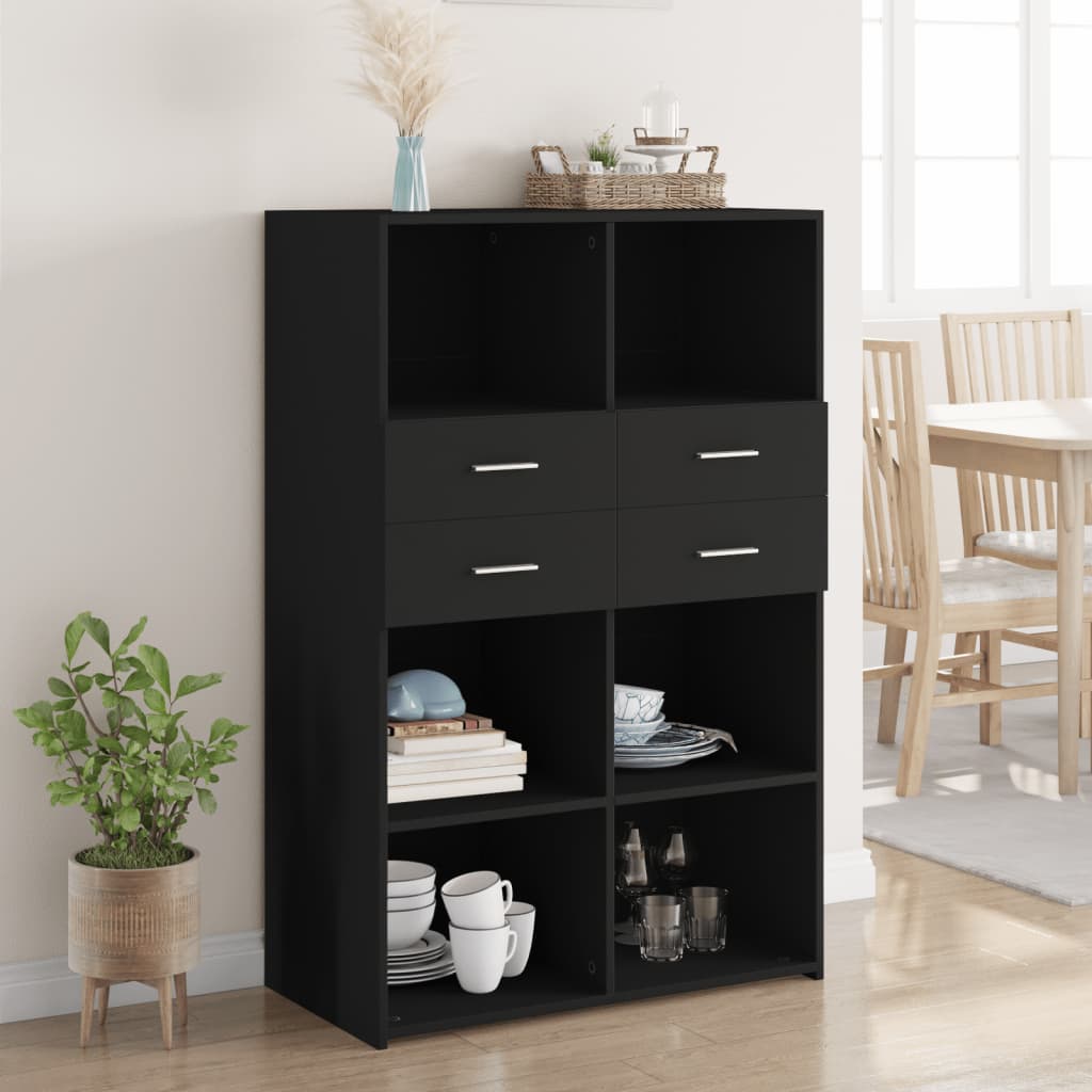 Bokhylle Svart 80x42,5x124 cm