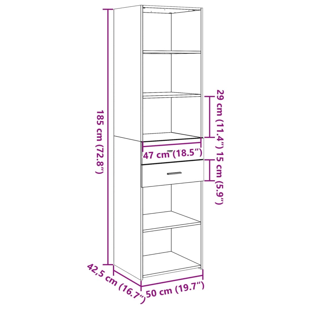 Skap Hvit 50x42,5x185 cm