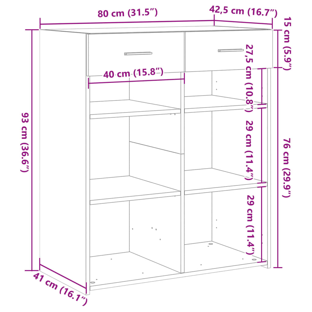 Skjenk Svart 80x42,5x93 cm