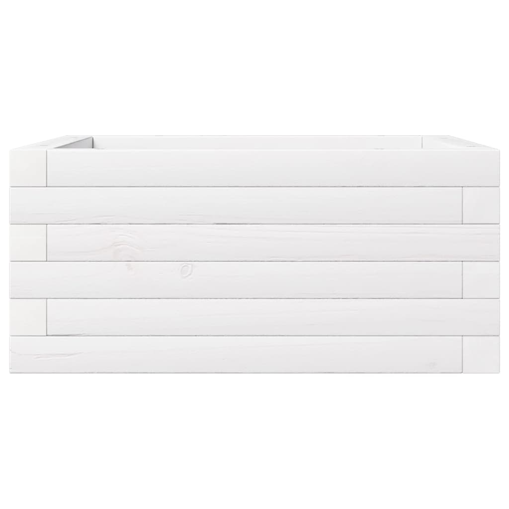 Utendørs Blomsterkasse Plantekasse Tre Hvit 50x50x23 cm heltre furu