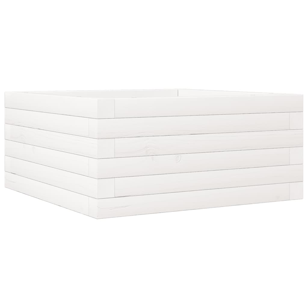 Utendørs Blomsterkasse Plantekasse Tre Hvit 50x50x23 cm heltre furu