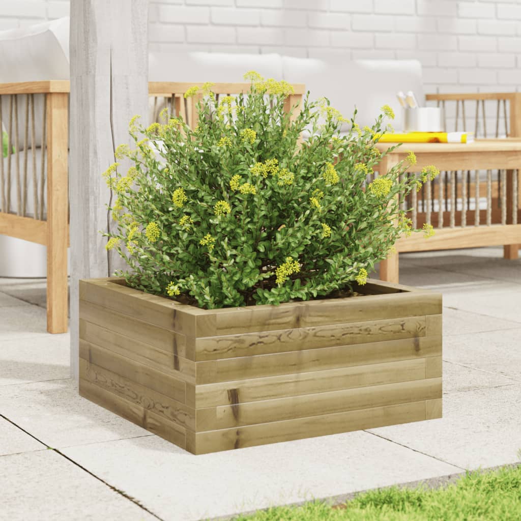 Utendørs Blomsterkasse Plantekasse Tre 50x50x23 cm impregnert furu