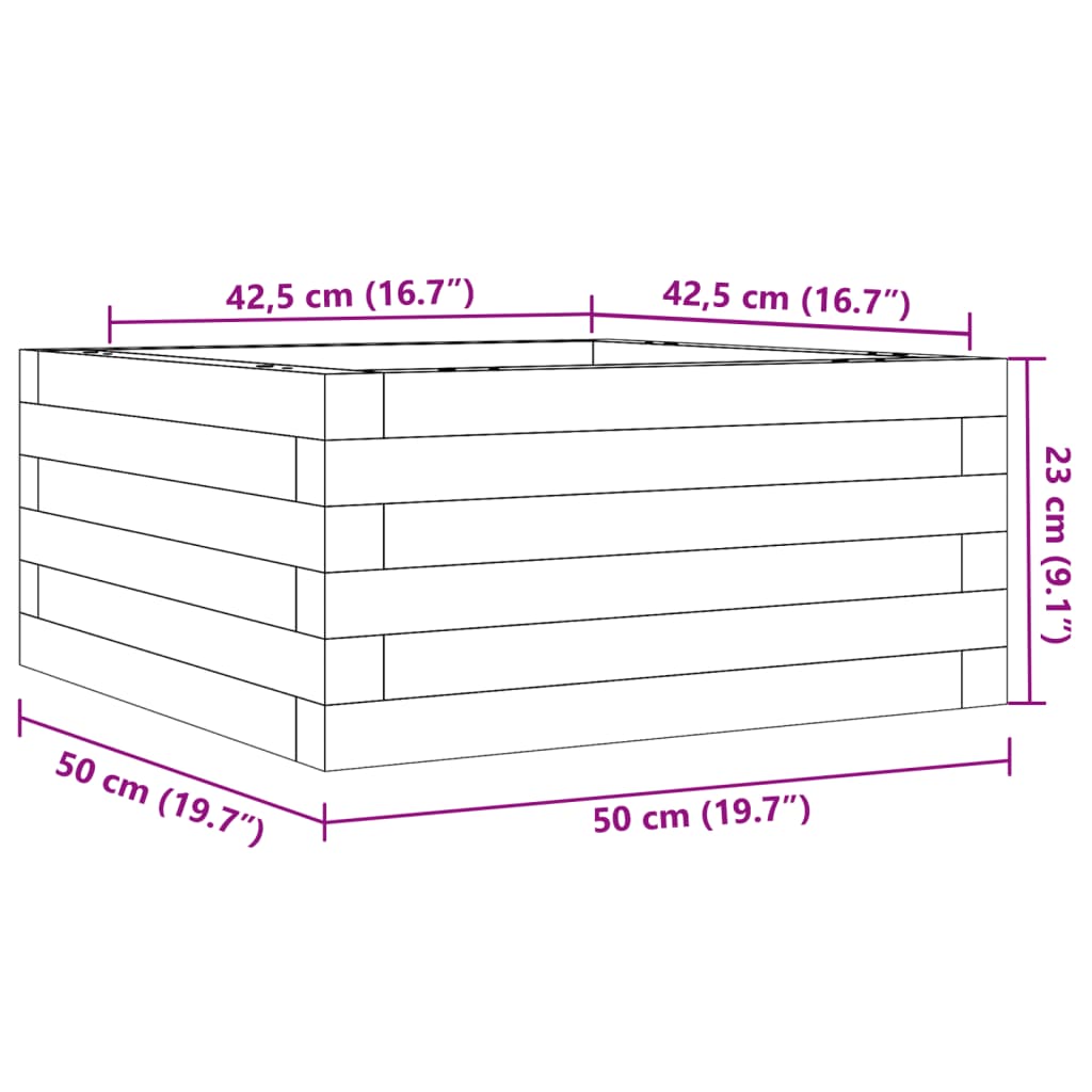 Utendørs Blomsterkasse Plantekasse Tre 50x50x23 cm impregnert furu