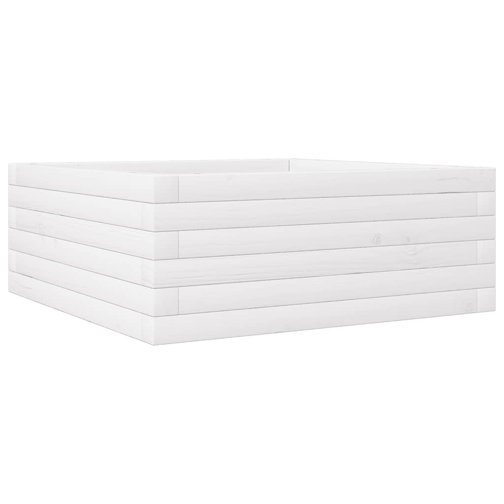 Utendørs Blomsterkasse Plantekasse Tre Hvit 60x60x23 cm heltre furu