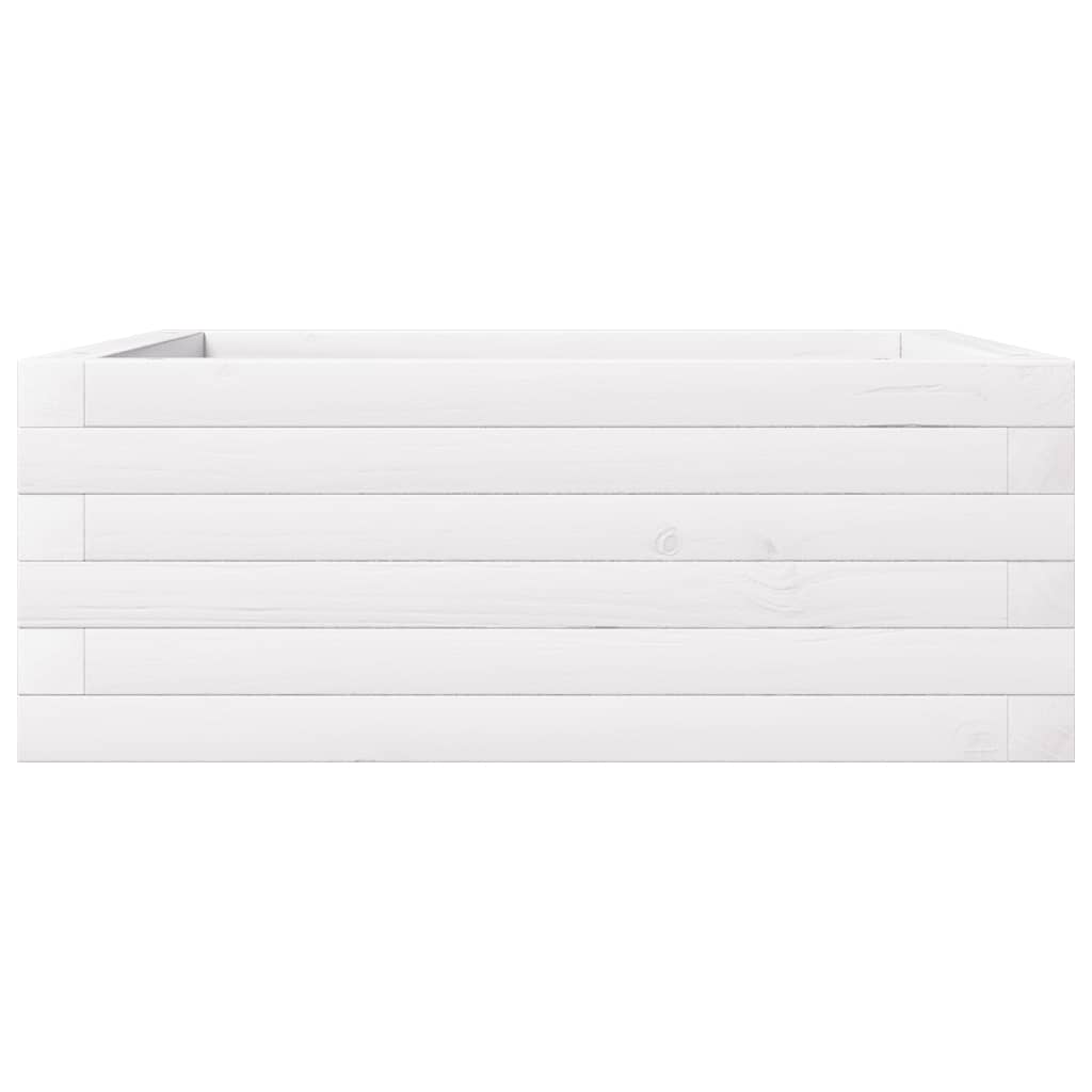 Utendørs Blomsterkasse Plantekasse Tre Hvit 60x60x23 cm heltre furu