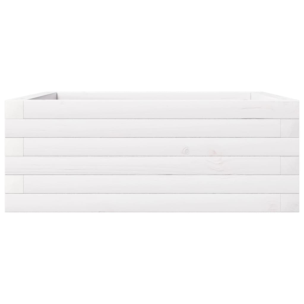 Utendørs Blomsterkasse Plantekasse Tre Hvit 60x60x23 cm heltre furu