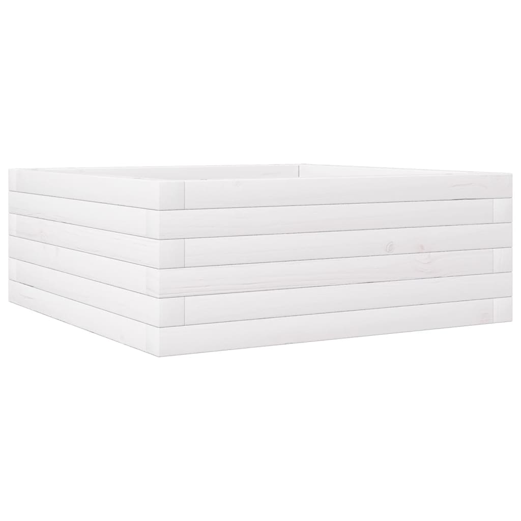 Utendørs Blomsterkasse Plantekasse Tre Hvit 60x60x23 cm heltre furu