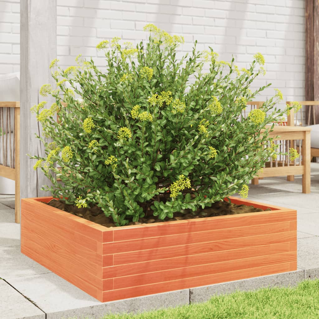 Utendørs Blomsterkasse Plantekasse Tre voksbrun 80x80x23 cm heltre furu