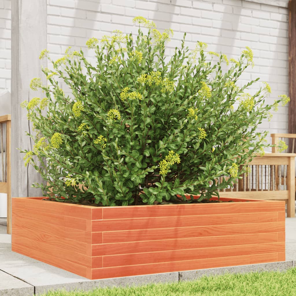 Utendørs Blomsterkasse Plantekasse Tre voksbrun 80x80x23 cm heltre furu