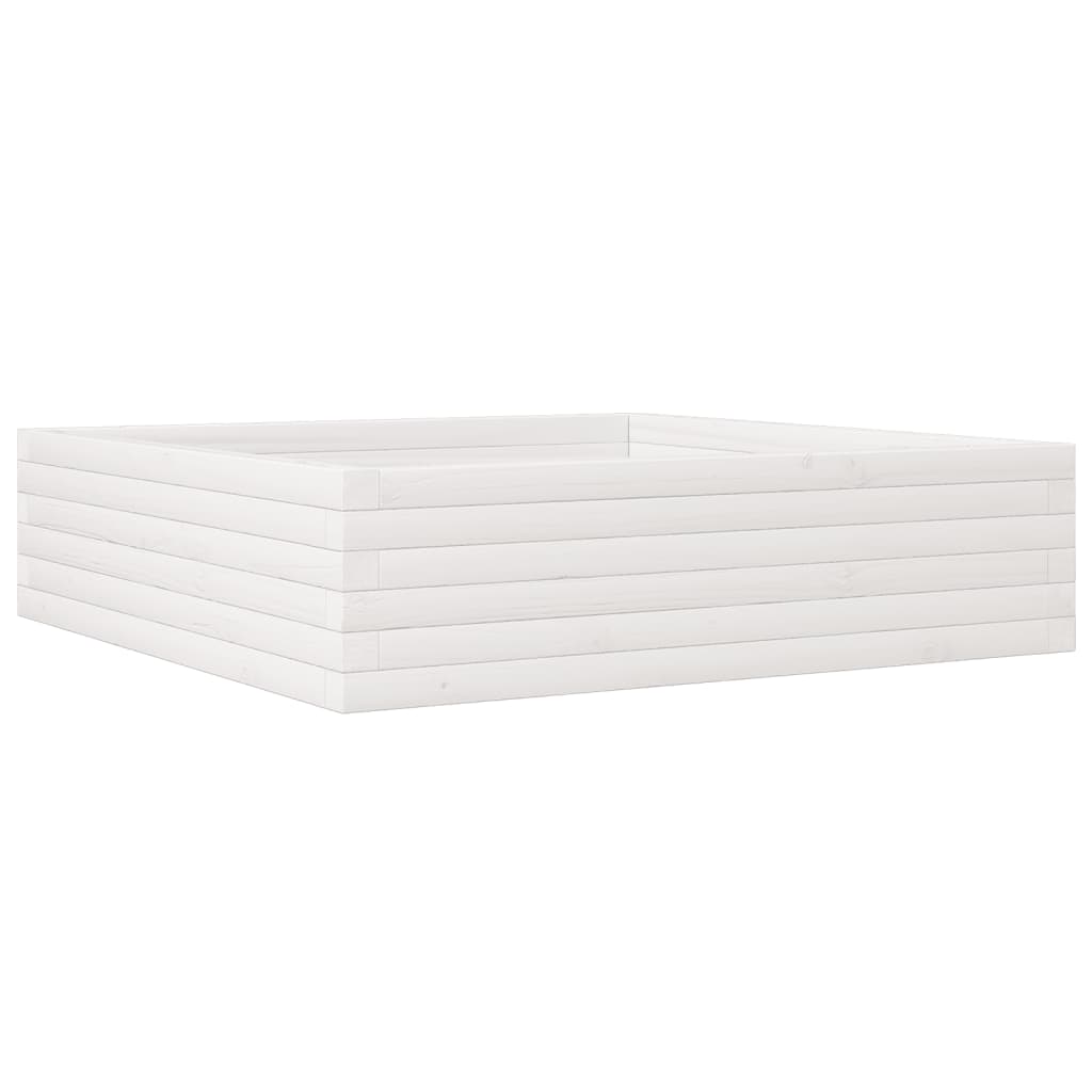 Utendørs Blomsterkasse Plantekasse Tre Hvit 90x90x23 cm heltre furu