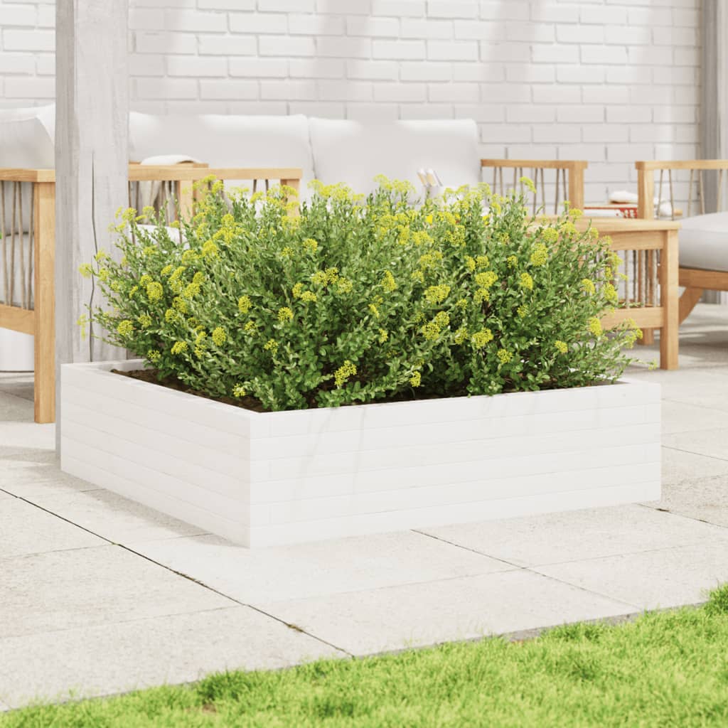 Utendørs Blomsterkasse Plantekasse Tre Hvit 90x90x23 cm heltre furu