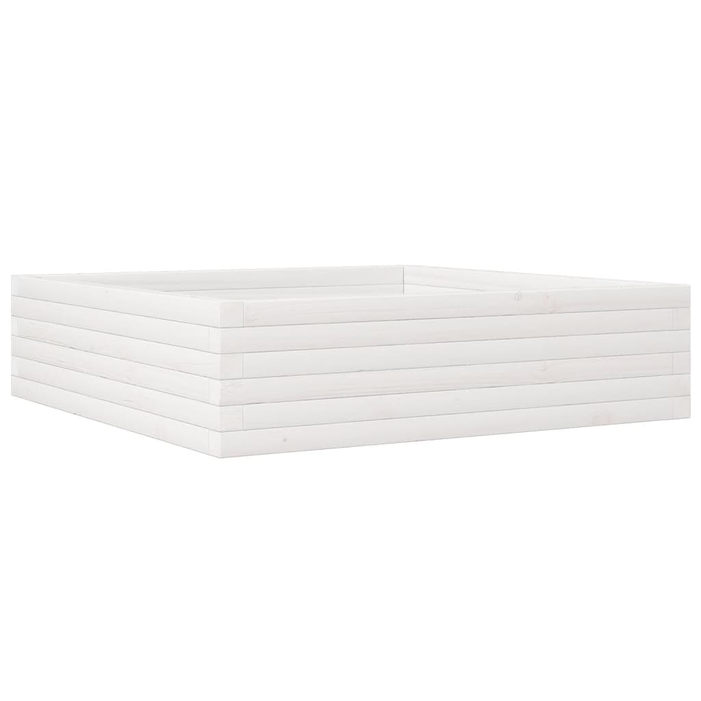 Utendørs Blomsterkasse Plantekasse Tre Hvit 90x90x23 cm heltre furu