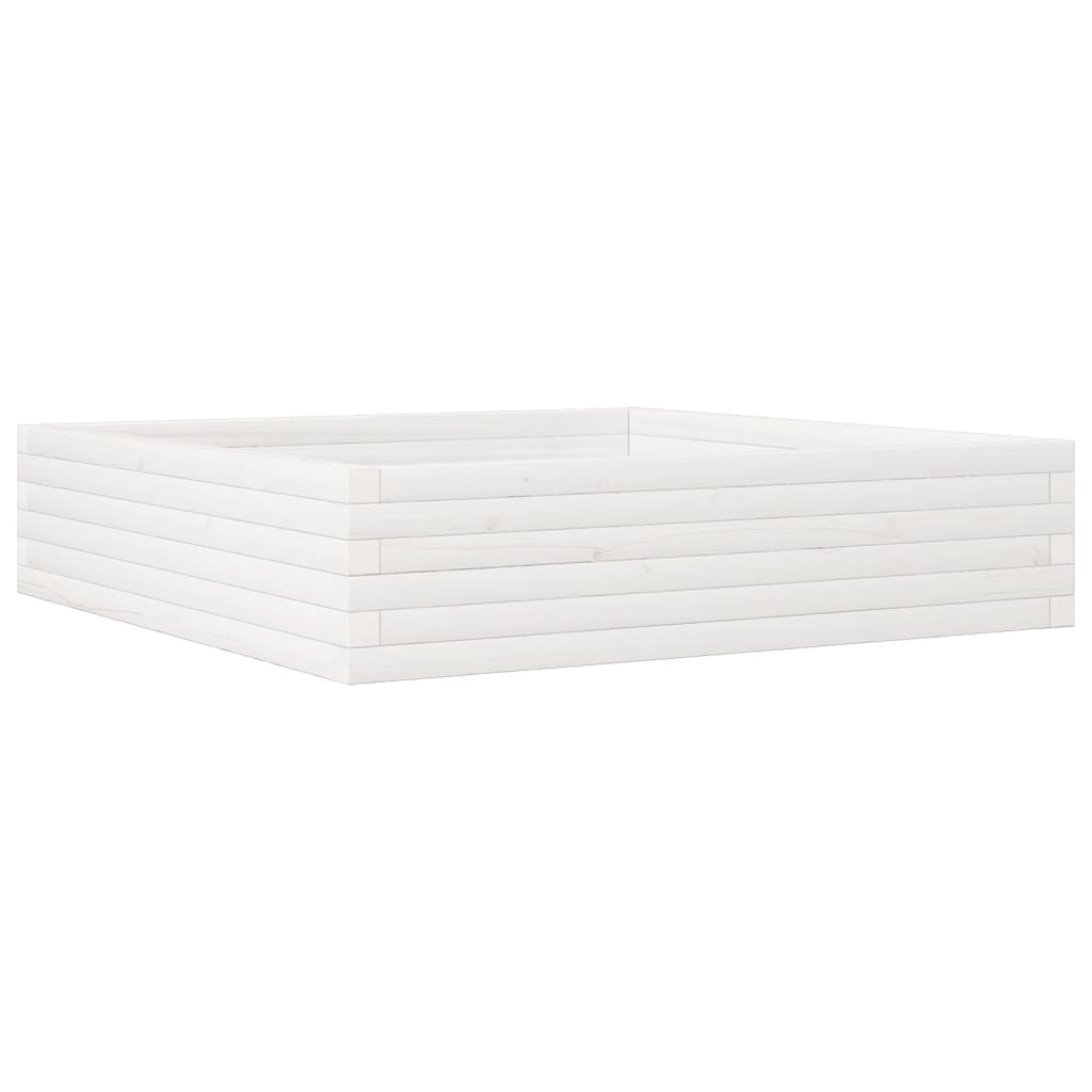 Utendørs Blomsterkasse Plantekasse Tre Hvit 100x100x23 cm heltre furu