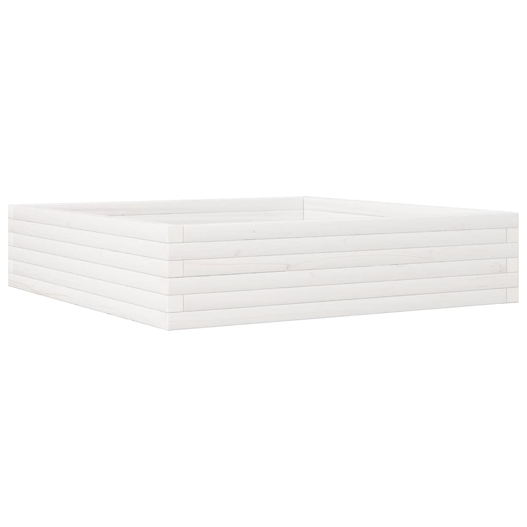 Utendørs Blomsterkasse Plantekasse Tre Hvit 100x100x23 cm heltre furu
