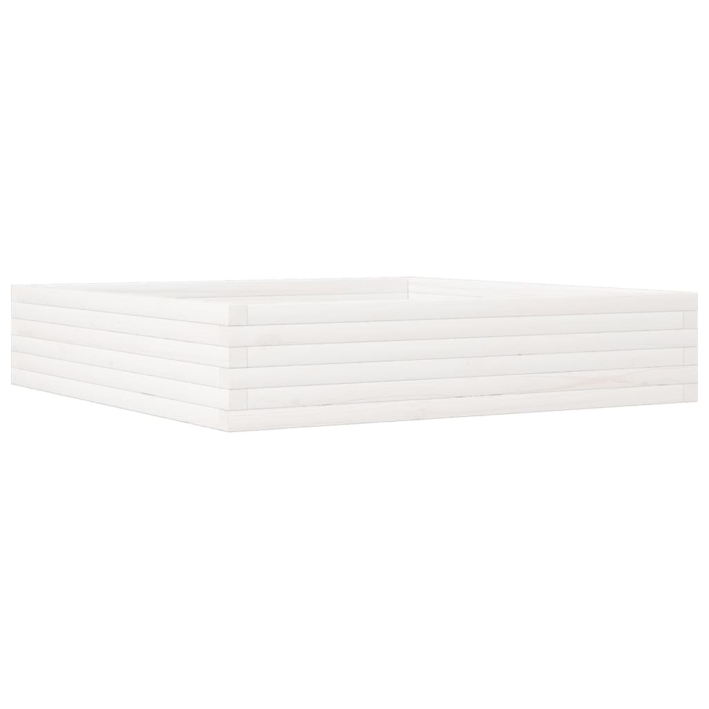 Utendørs Blomsterkasse Plantekasse Tre Hvit 110x110x23 cm heltre furu