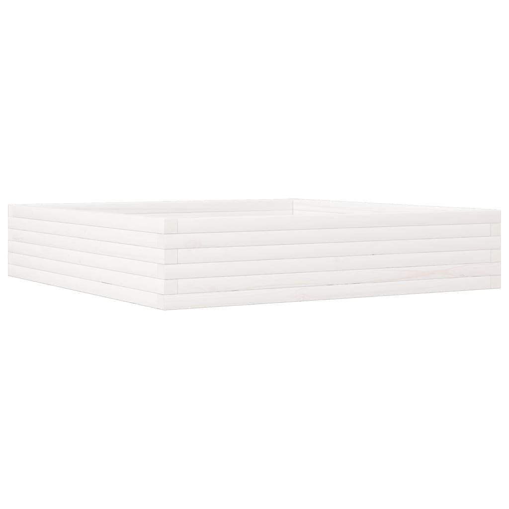 Utendørs Blomsterkasse Plantekasse Tre Hvit 110x110x23 cm heltre furu