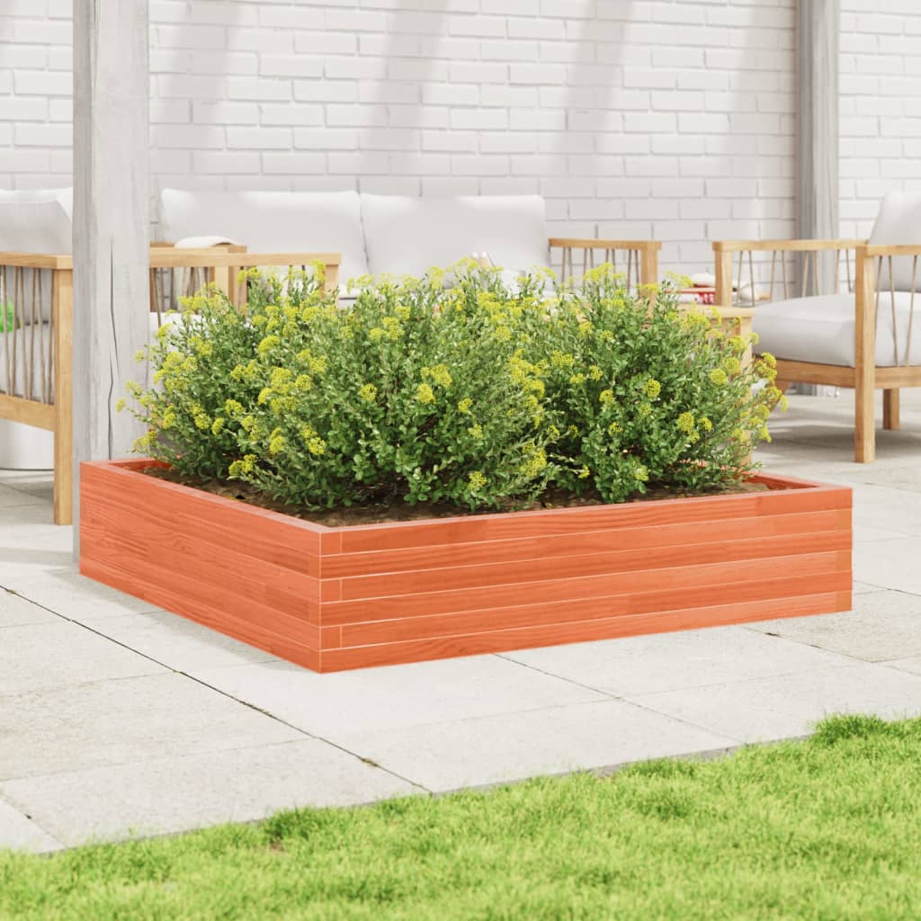 Utendørs Blomsterkasse Plantekasse Tre voksbrun 110x110x23 cm heltre furu