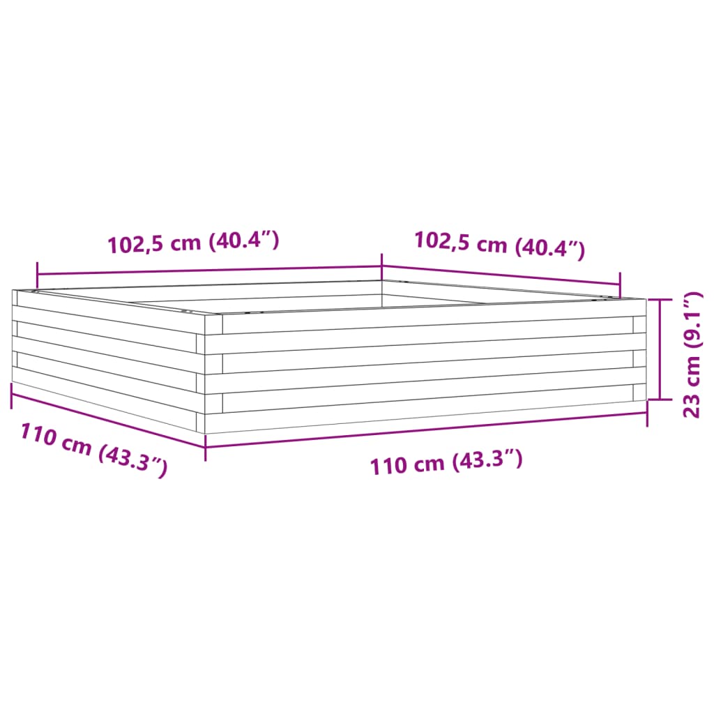 Plantekasse 110x110x23 cm heltre douglasgran