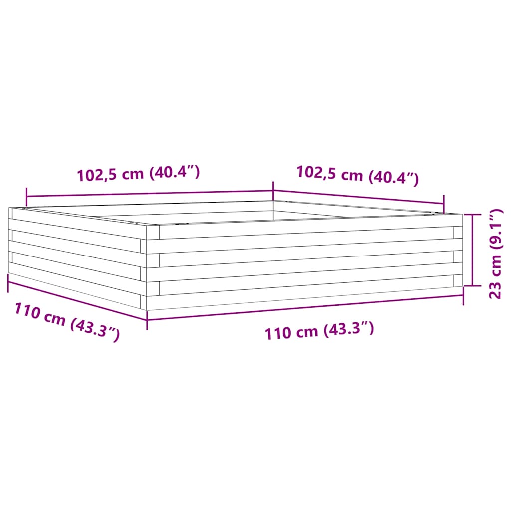 Plantekasse 110x110x23 cm impregnert furu