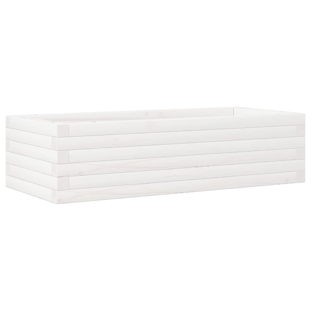 Utendørs Blomsterkasse Plantekasse Tre Hvit 90x40x23 cm heltre furu