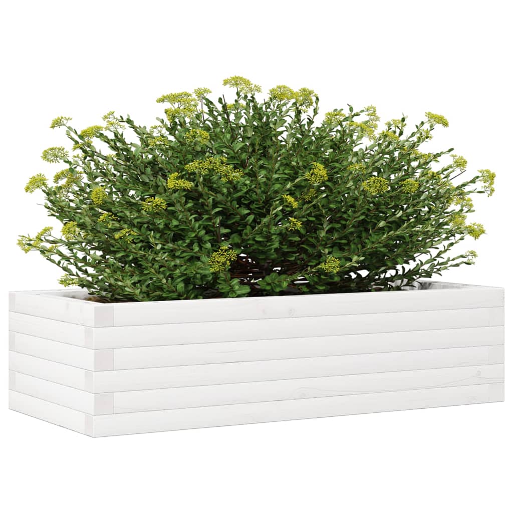 Utendørs Blomsterkasse Plantekasse Tre Hvit 90x40x23 cm heltre furu