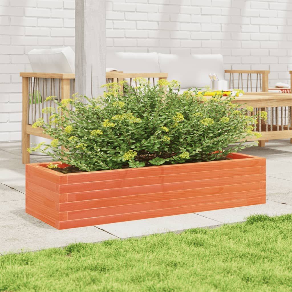 Utendørs Blomsterkasse Plantekasse Tre voksbrun 110x40x23 cm heltre furu