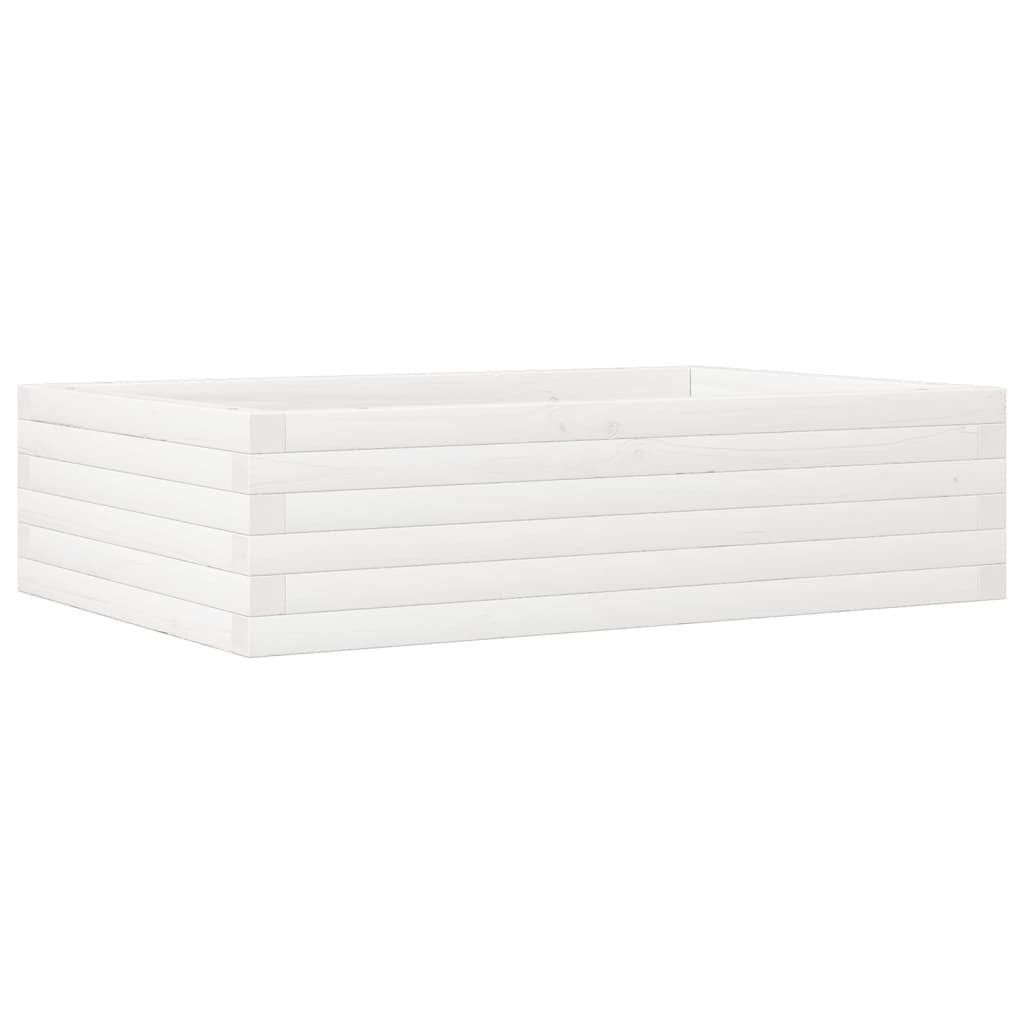 Utendørs Blomsterkasse Plantekasse Tre Hvit 90x60x23 cm heltre furu