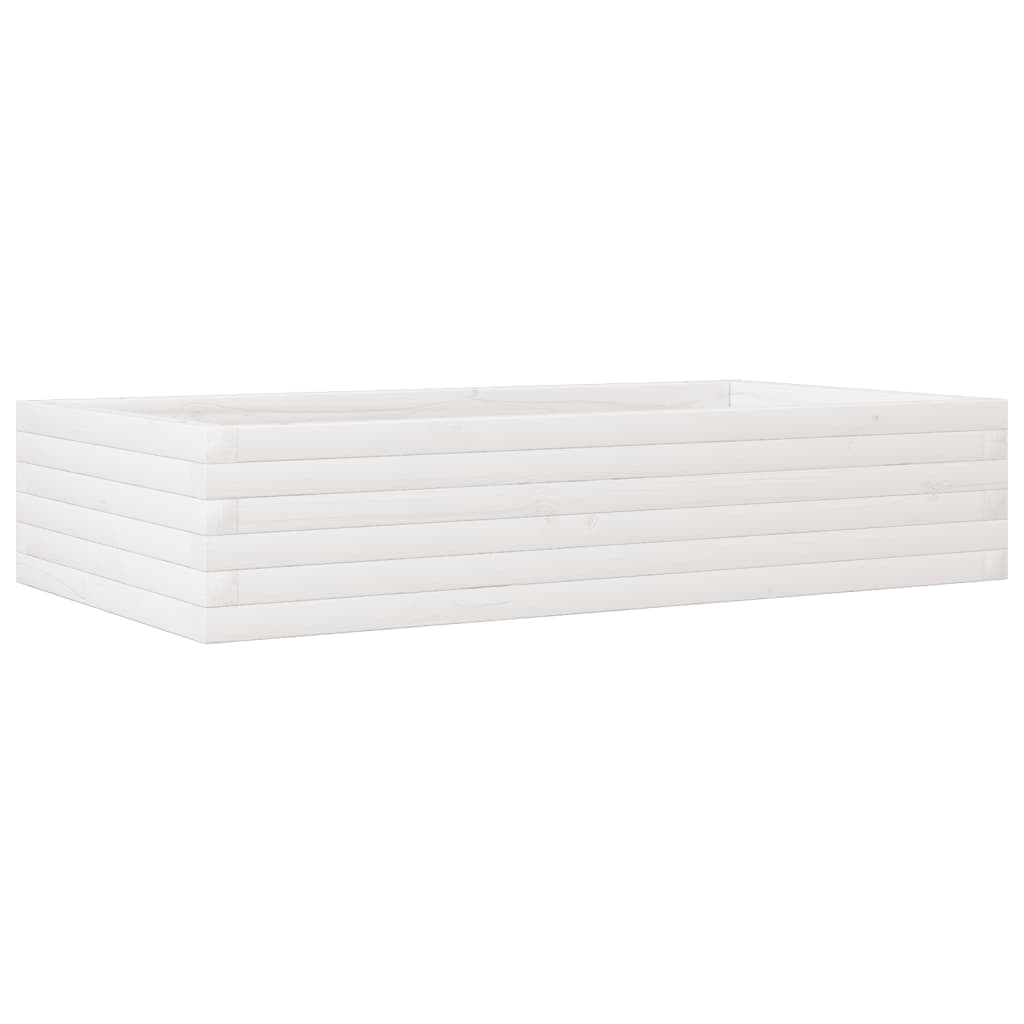 Utendørs Blomsterkasse Plantekasse Tre Hvit 110x60x23 cm heltre furu