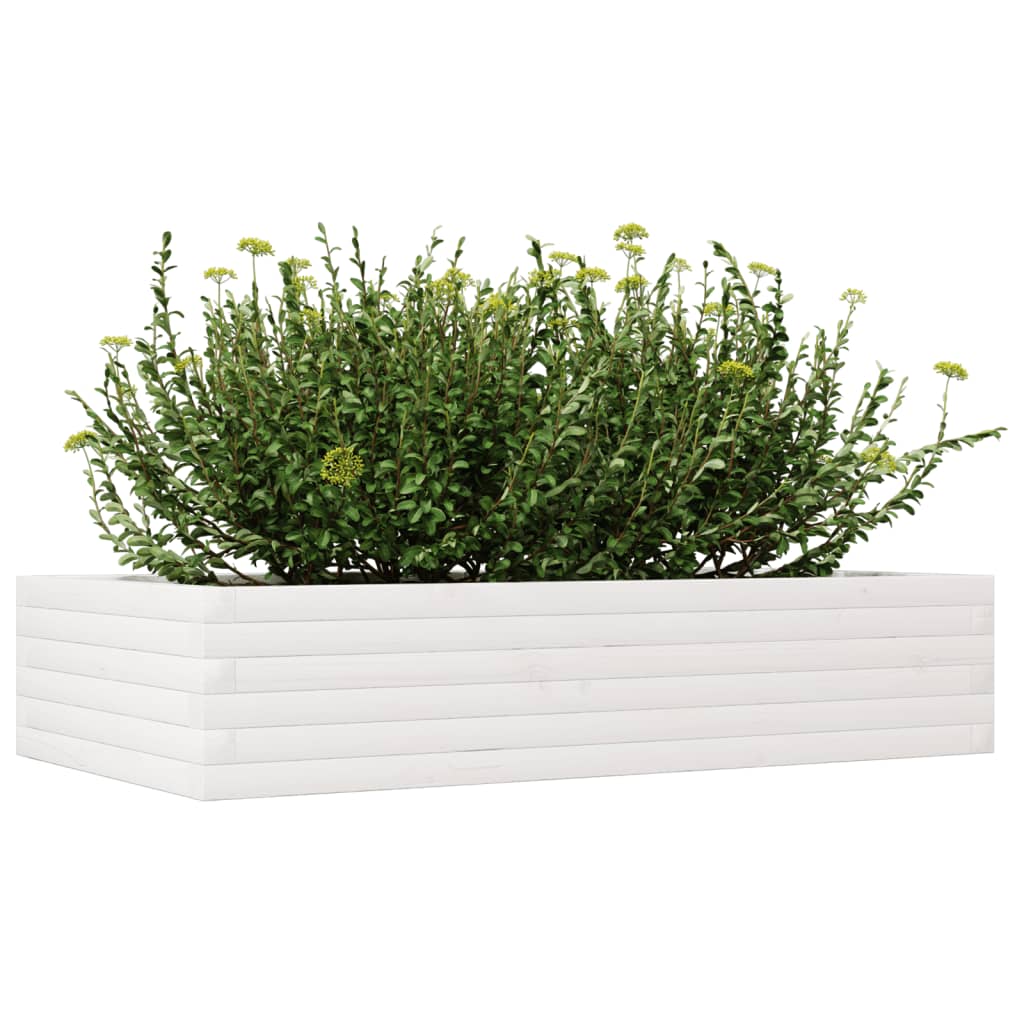 Utendørs Blomsterkasse Plantekasse Tre Hvit 110x60x23 cm heltre furu