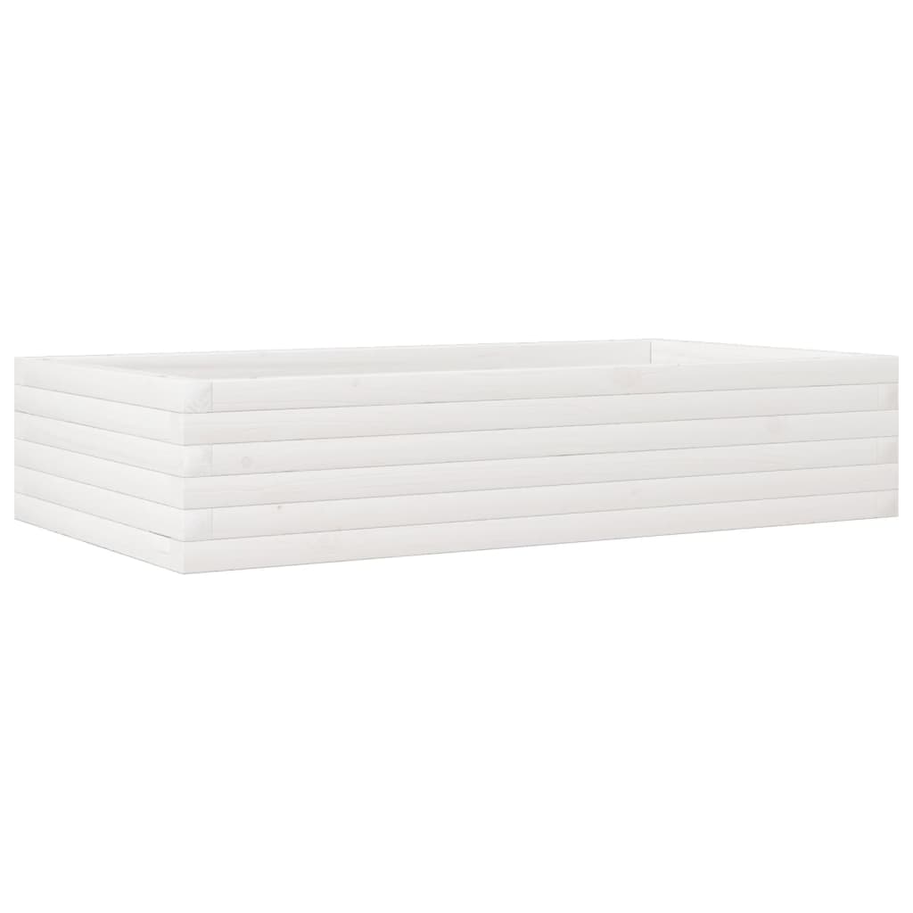 Utendørs Blomsterkasse Plantekasse Tre Hvit 110x60x23 cm heltre furu