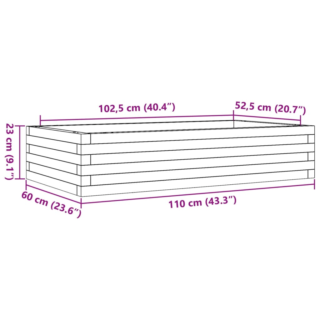 Utendørs Blomsterkasse Plantekasse Tre 110x60x23 cm impregnert furu