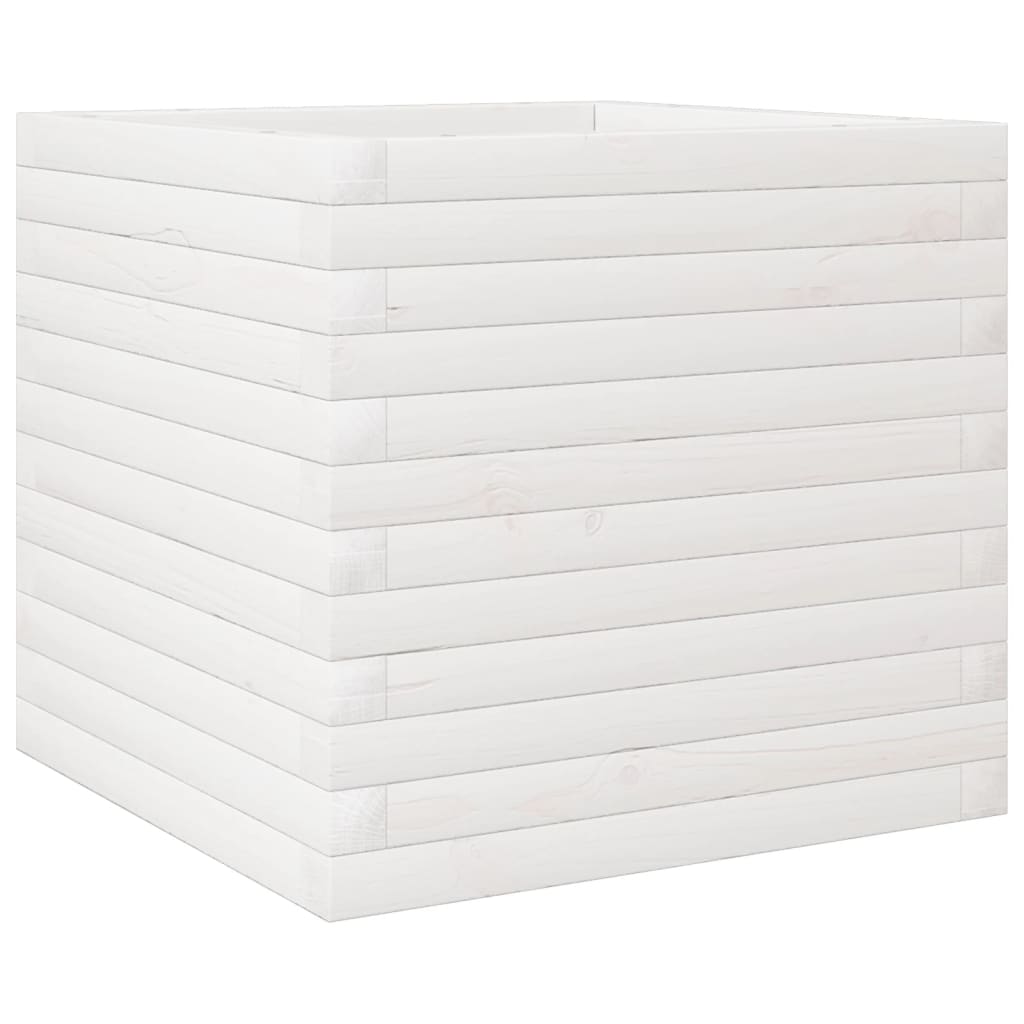 Utendørs Blomsterkasse Plantekasse Tre Hvit 50x50x45,5 cm heltre furu