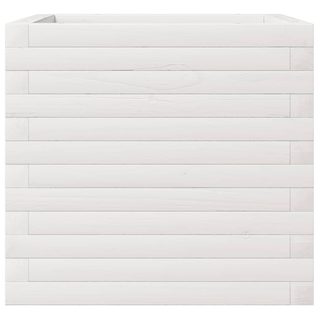 Utendørs Blomsterkasse Plantekasse Tre Hvit 50x50x45,5 cm heltre furu