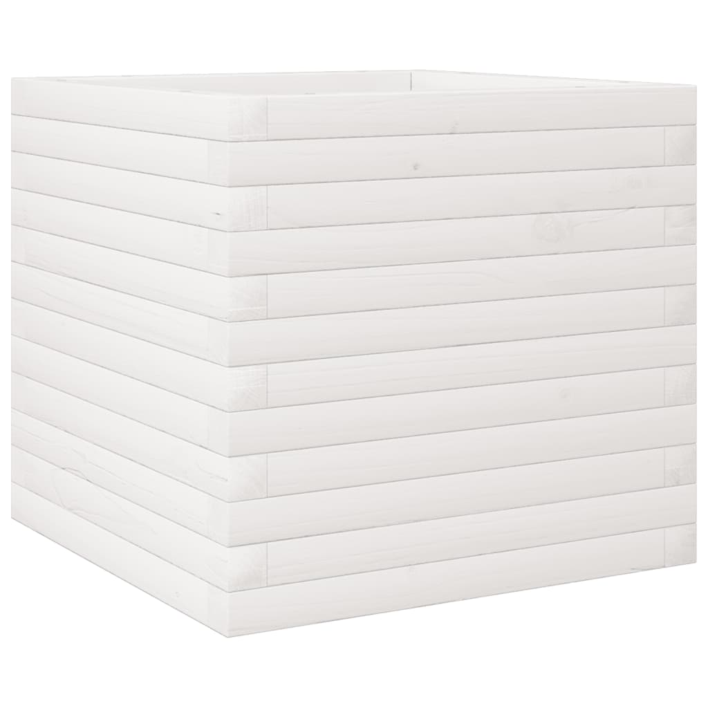 Utendørs Blomsterkasse Plantekasse Tre Hvit 50x50x45,5 cm heltre furu