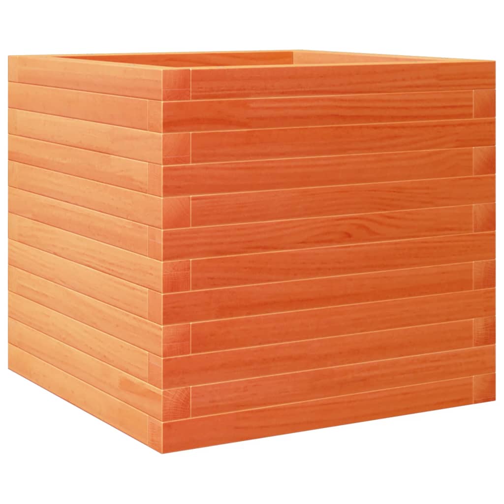 Utendørs Blomsterkasse Plantekasse Tre voksbrun 50x50x45,5 cm heltre furu