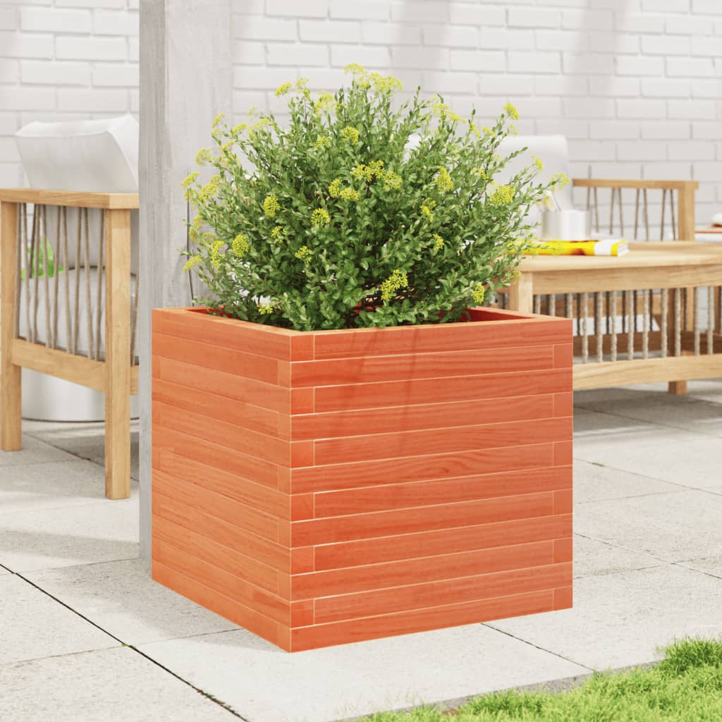 Utendørs Blomsterkasse Plantekasse Tre voksbrun 50x50x45,5 cm heltre furu