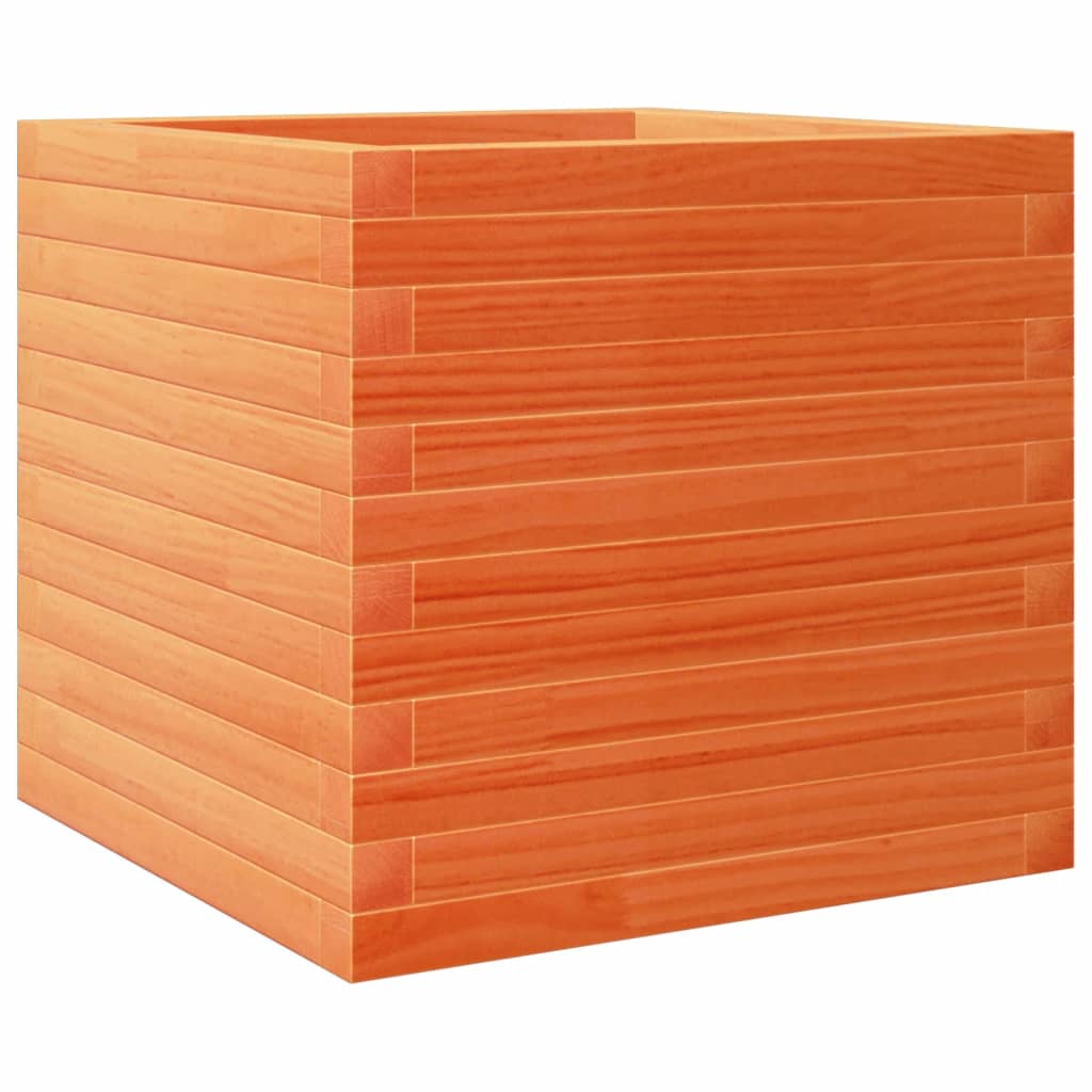Utendørs Blomsterkasse Plantekasse Tre voksbrun 50x50x45,5 cm heltre furu