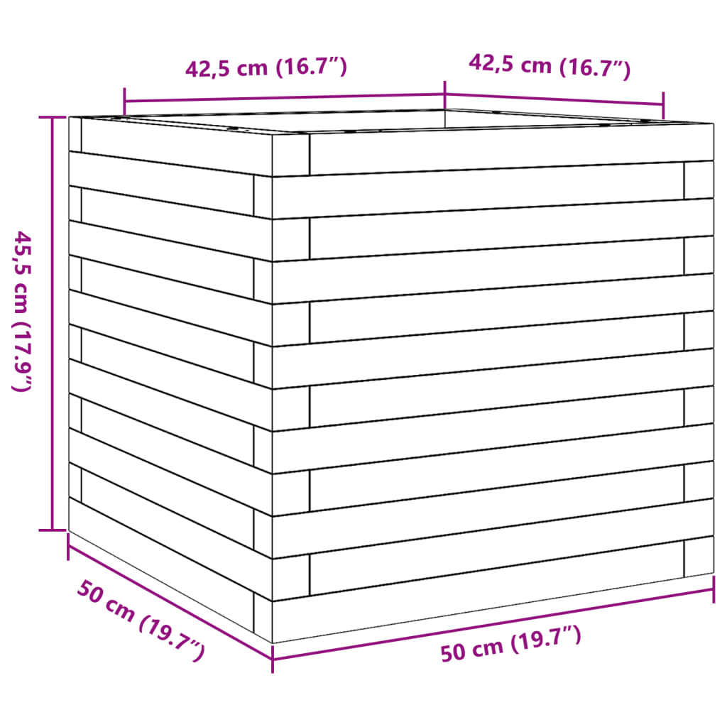 Utendørs Blomsterkasse Plantekasse Tre 50x50x45,5 cm heltre douglasgran