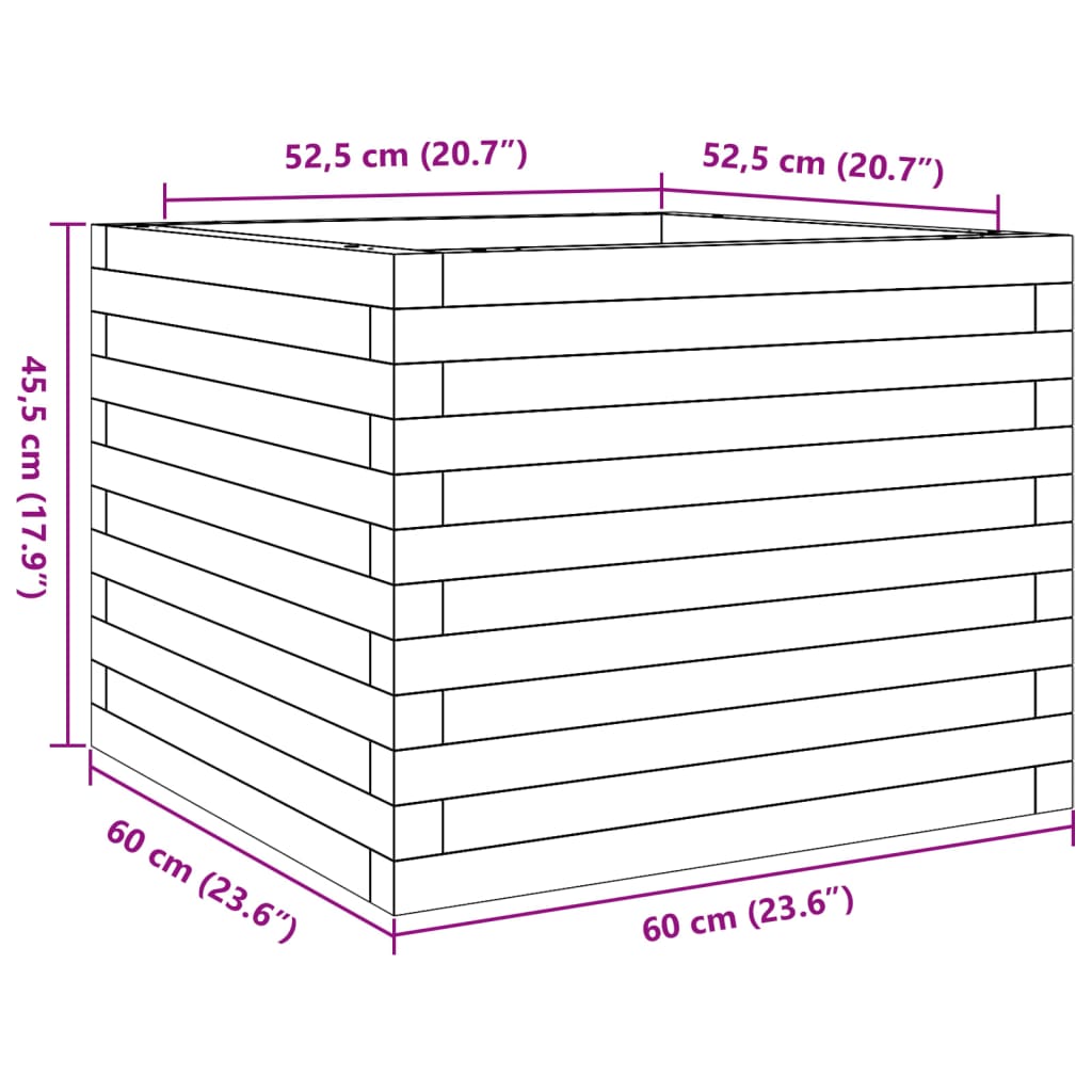 Utendørs Blomsterkasse Plantekasse Tre 60x60x45,5 cm heltre furu