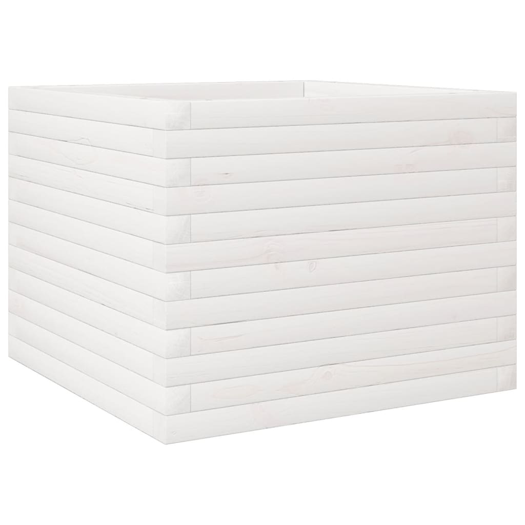 Utendørs Blomsterkasse Plantekasse Tre Hvit 60x60x45,5 cm heltre furu