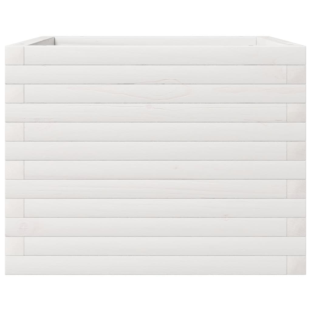 Utendørs Blomsterkasse Plantekasse Tre Hvit 60x60x45,5 cm heltre furu