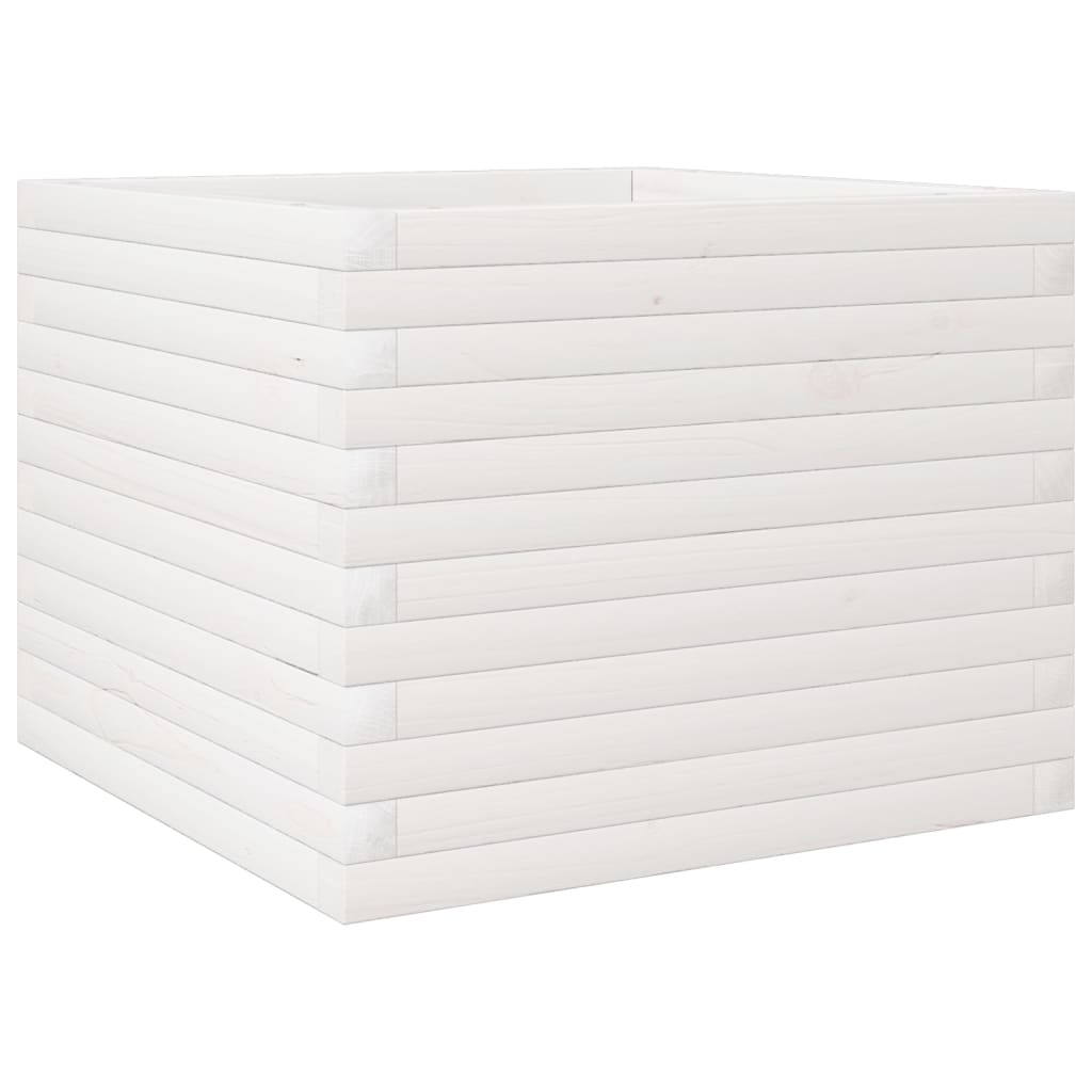 Utendørs Blomsterkasse Plantekasse Tre Hvit 60x60x45,5 cm heltre furu
