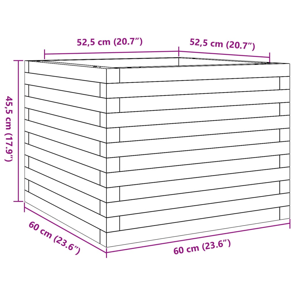 Utendørs Blomsterkasse Plantekasse Tre Hvit 60x60x45,5 cm heltre furu