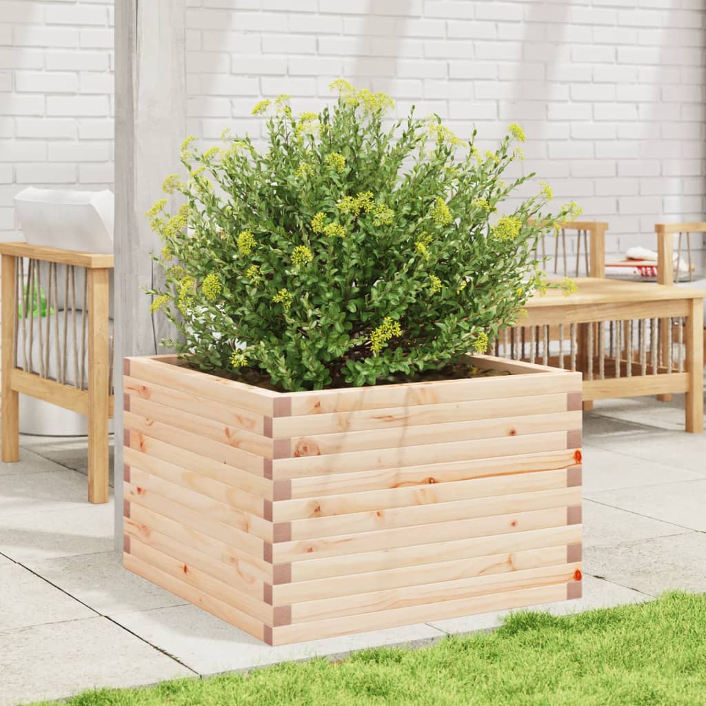 Utendørs Blomsterkasse Plantekasse Tre 70x70x45,5 cm heltre furu
