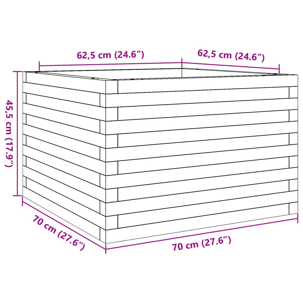 Utendørs Blomsterkasse Plantekasse Tre 70x70x45,5 cm heltre furu