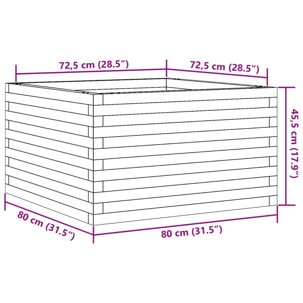Utendørs Blomsterkasse Plantekasse Tre 80x80x45,5 cm heltre furu