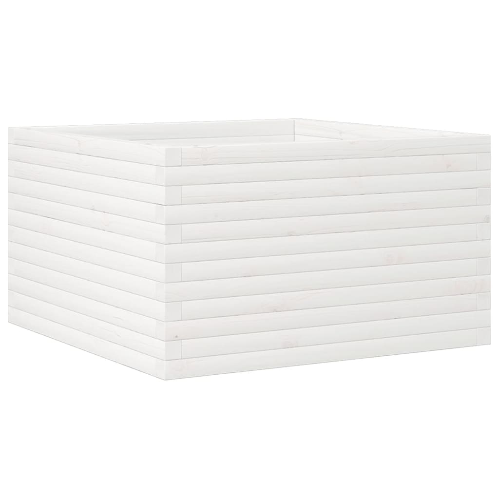 Utendørs Blomsterkasse Plantekasse Tre Hvit 80x80x45,5 cm heltre furu